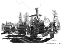 Best Traction Engine, traction engine, pen and ink, logging, old time, logs