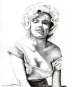 pen and ink, drawing, portrait, Marilyn Monroe